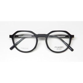 Oga 10174o Titanium Eyeglass Frame/Glasses Premium Acetate Plastic French Made [50-22-145, black/grey]