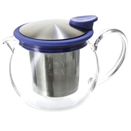 FORLIFE Bola Glass Teapot with Basket Infuser, 15-Ounce/444ml, Marine