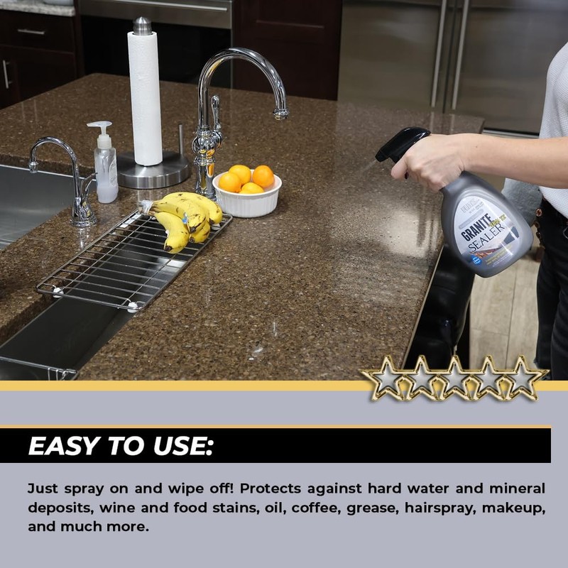 Flitz Ceramic Granite + Quartz Sealer for Countertops, Stainless Steel,