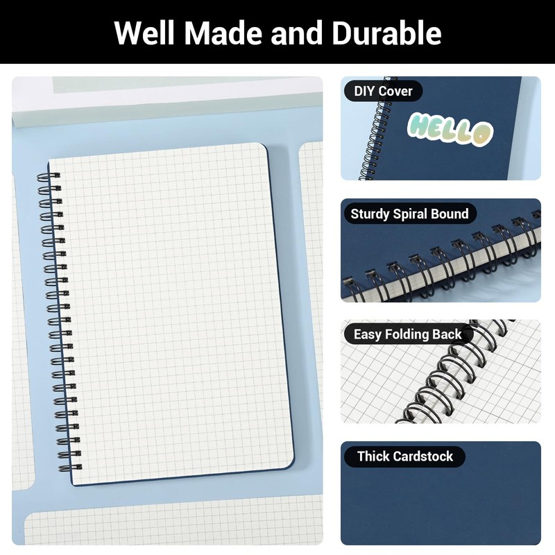 Yarotm Notebook A5 Squared - Pack of 2 Spiral Bound