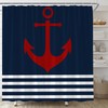 UEAUUN Navy Blue and White Striped Shower Curtain Anchor, 70x70