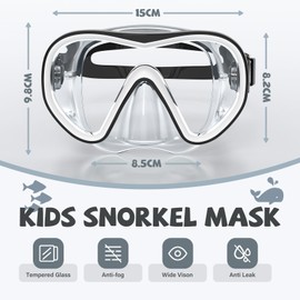 Findway Taucherbrille Kinder,Schwimmbrille Schnorchelmaske Kinder mit Nasenschutz,Geeignet für Kinder im Alter von 4-16 Jahren, 180° HD-Panoramablick, Wasserdichte und Beschlagfreie Tauchmaske Kinder