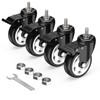 HOLKIE Caster Wheels 4 inch Total Locking Stem Casters, 3/8"