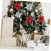 iplusmile 10pcs Glitter Artificial Christmas Flowers Red Silver Tree Hanging