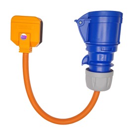 Fly Lead Converter Cable, 13A Plug to 16A Socket, Electrical Hookup Cable for Camping, Caravans, Motorhomes, Generators, Marine Applications. Mains Power to 16 Amp Power Adaptor Cable