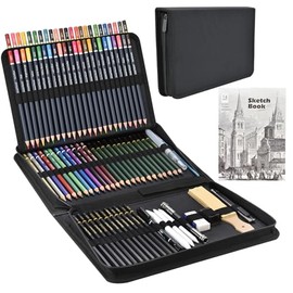 96 Piezas Kit de Lápices de Dibujo, Arte Dibujo Profesional para Colorear, Pintura y Boceto, Incluye Carboncillo, Bosquejo, Lápices de Colores, Libro 