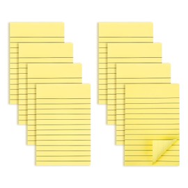 (8 Pads) Agoer Lined Sticky Notes 4x6 in, Light Yellow Self-Stick Notes Pad with Blue Lines, Ruled Sticky Notes for Office, School, Home, 50 Sheets/Pad, 80gsm Paper, Strong Adhesive Memo Pads