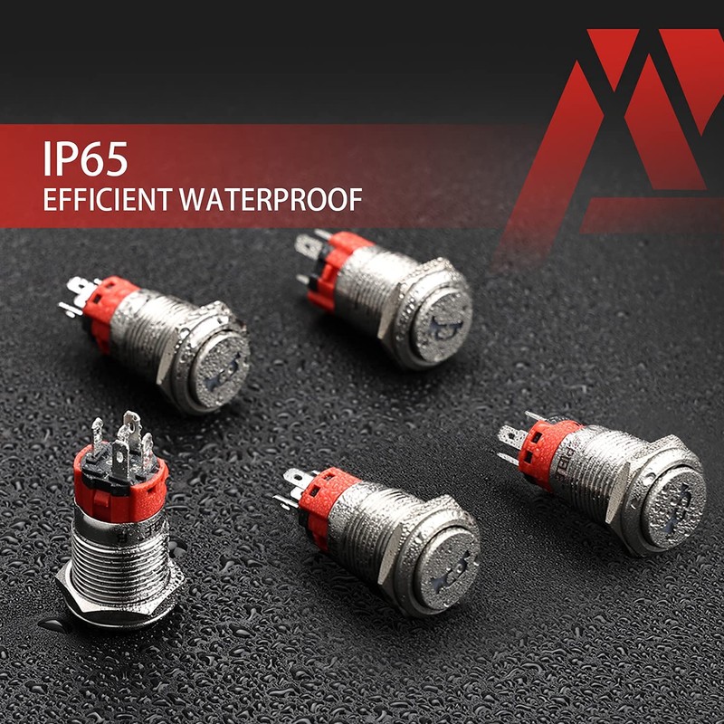 APIELE 16mm 12V Momentary Speaker Horn Push Button Toggle Switch