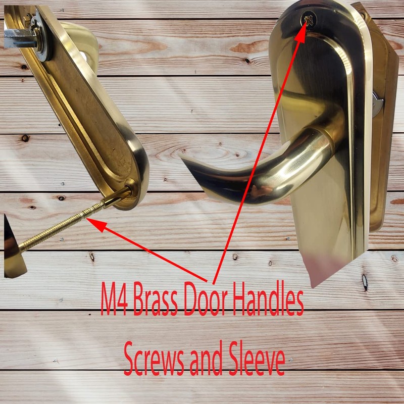 M4 x 60mm Door Handle Screws BRASS with Bolt Connecting