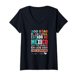 Womens 100 Days of learning. En México nací, en USA voy a crecer V-Neck T-Shirt