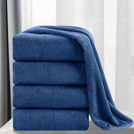 MINCHI 4 Piece Oversize Bath Towels Set, Ultra Soft Absorbent Bathroom Towel for Home and Hotel Shower Towel Oversized Bath Sheet,35” x 70” Large Bath Towels 600 GSM, Navy Blue