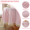 meioro Stitching Tassel Tablecloths,Stripe Table Cloth Cotton Linen Tablecloth,Textured Fabric