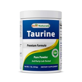 Best Naturals 100% Pure Taurine Powder Free Form - Taurine 1000mg per Serving - 1 Lb (454 gm) (1 LB (Pack of 1))