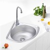 201 Stainless Corner Single Bowl Sink with Faucet,Stainless Steel Triangle