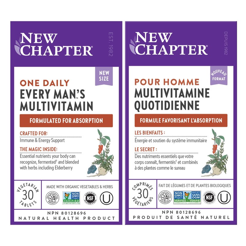 New Chapter Men's Multivitamin for Immune, Stress, Heart + Energy