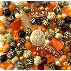 Arabian Nights Ethnic Orange Brown Jewellery Making Starter Beads Mix Set