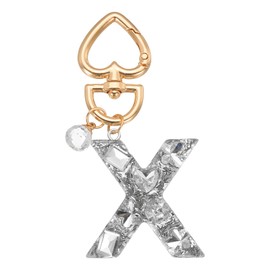 PATIKIL Alphabet Initial Letter Keychain, Cute Heart Crystal Keychains Car Keyring Letter X Pendant Charm Key Chain for Key Wallet Purse Handbag Backpack, Silver