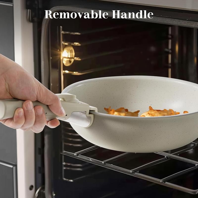 [LIVE] 12-Piece Ceramic Nonstick Cookware Set, Detachable Handle Pots and