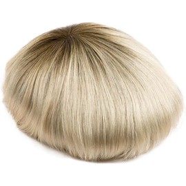 Prótesis capilar masculina transpirable T4/613, sistema de cabello humano rubio, tupé de encaje francés completo for hombre
