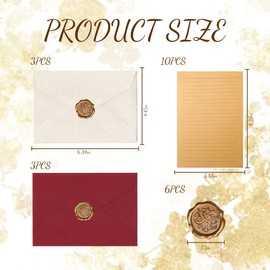 Set of 22 Letter Paper 6 Linen Envelopes and 6 Wax Seals 10 Sheets Lined Kraft Paper Vintage Suitable for Writing Letters Invitations Greeting Cards Wedding Invitations