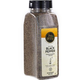 Pep and Zip Ground Black Pepper/Pimenta Negra Molida, Medium Coarse Ground, Non-GMO, Kosher, 18oz - bonus size with 38% more!