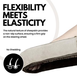 Andalus Brands Australian Sheepskin Steering Wheel Cover, Anti-Slip Universal 15 Inch Fuzzy Steering Wheel Cover Offers a Plush Velvet-Like Touch, Eco-Friendly Fluffy Steering Wheel Cover (White)