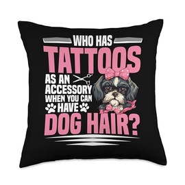 Dog Grooming Apron Dog Hairdresser Salon Dog Groomer Throw Pillow