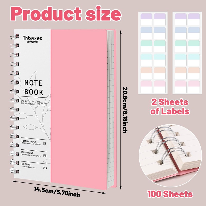Thboxes 2 Pack Notebook A5 Lined, 400 Pages A5 Notepad