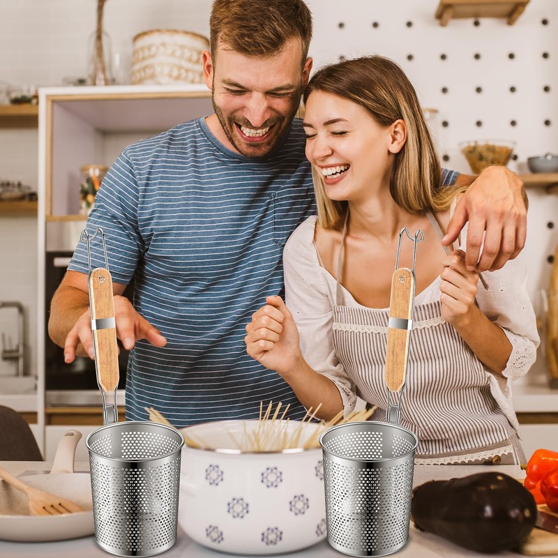 Tessco 4 Pcs Pasta Strainer, 4.7" x 5.2'' Stainless Steel