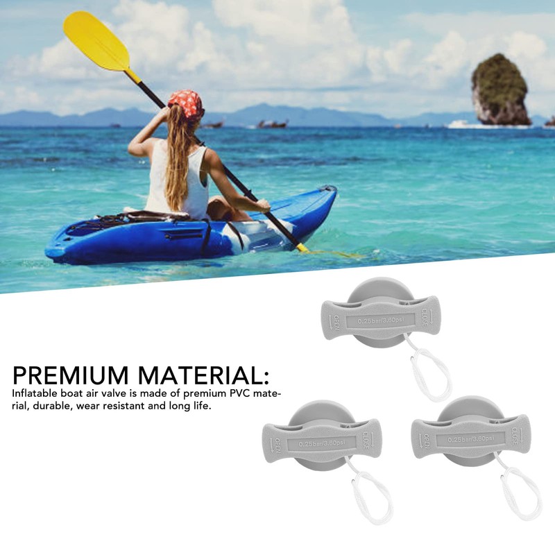 Tbest Inflatable Boat Air Plug, 3-Piece Inflatable Boat Valve, Professional