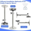 Amusingtao Adjustable Projector Ceiling or Wall Mount, Bracket 360°Swivel 90°Tilt