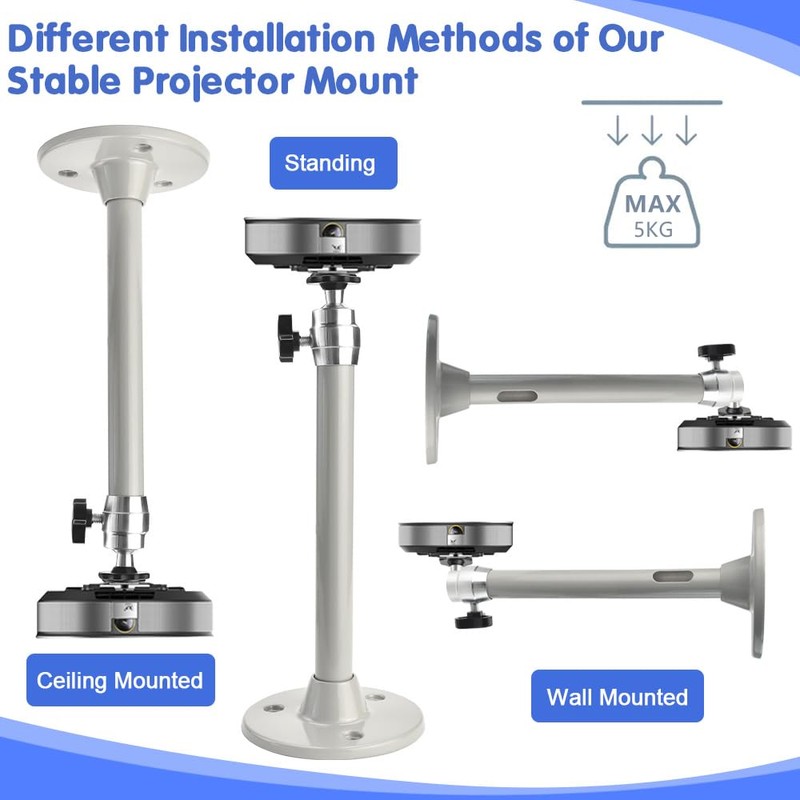 Amusingtao Adjustable Projector Ceiling or Wall Mount, Bracket 360°Swivel 90°Tilt