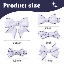 YHXX YLEN Hair Bows for Girls 10 PCS Fully Lined White Snap Hair Clips Tiny 2" Grosgrain Stitch Edge Alligator Clips for Baby Girls Infants Toddlers in Pairs