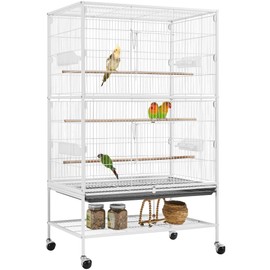Yaheetech 52inch Bird Cage Extra Large Parakeet Parrot Cage for Lovebird Cockatiel Conure Finch with Rolling Stand White