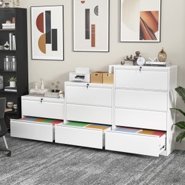 INTERGREAT Lateral File Cabinet 2 Drawer, Metal 2 Drawer Filing Cabinet with Lock for Home Office, Locking File Cabinet for Letter/Legal/F4/A4 Size Hanging Files, White, Easy Assembly - 32" W