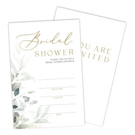 luixd Bridal Shower Invitations, Watercolor Greenery & Gold Foil, 25 Invites With Envelopes, Fill In Style Invites For New Couples, Mr & Mrs Celebration, Party Favor & Supplies - A13