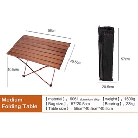 LFGUD Portable Camping Folding Table, Outdoor Lightweight Camping Aluminum Table for Picnic Camp Boat Travel, Party Dining Camp Tables(Coffee) (Medium-22 Dx16 Wx16 H(56×40.5×40.5 cm))