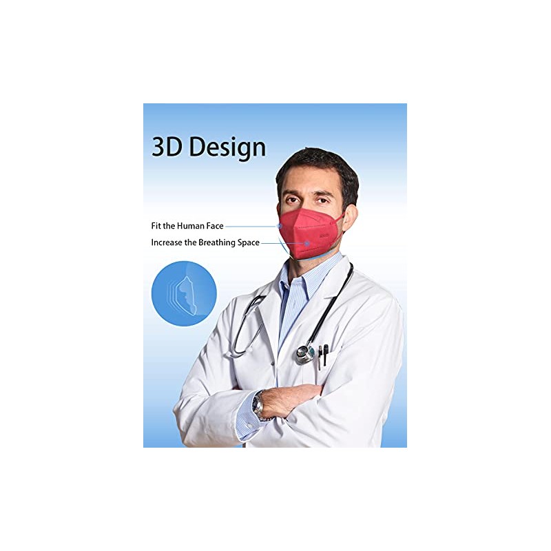 HUHETA 50 PCs KN95 Face Mask, 5-Layer Face Mask Filter