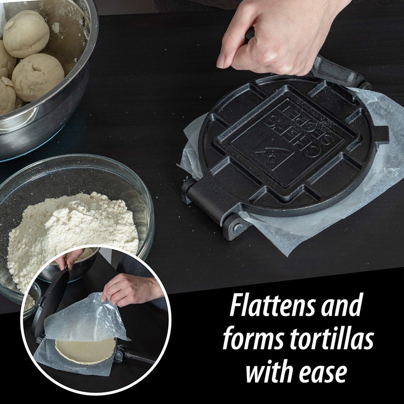 Chef's Secret 8 Inch Tortilla Cast Iron Press, Quickly Easily