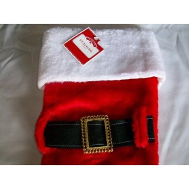Holiday Time Red Plush Santa Belt Buckle Christmas Stocking Holiday