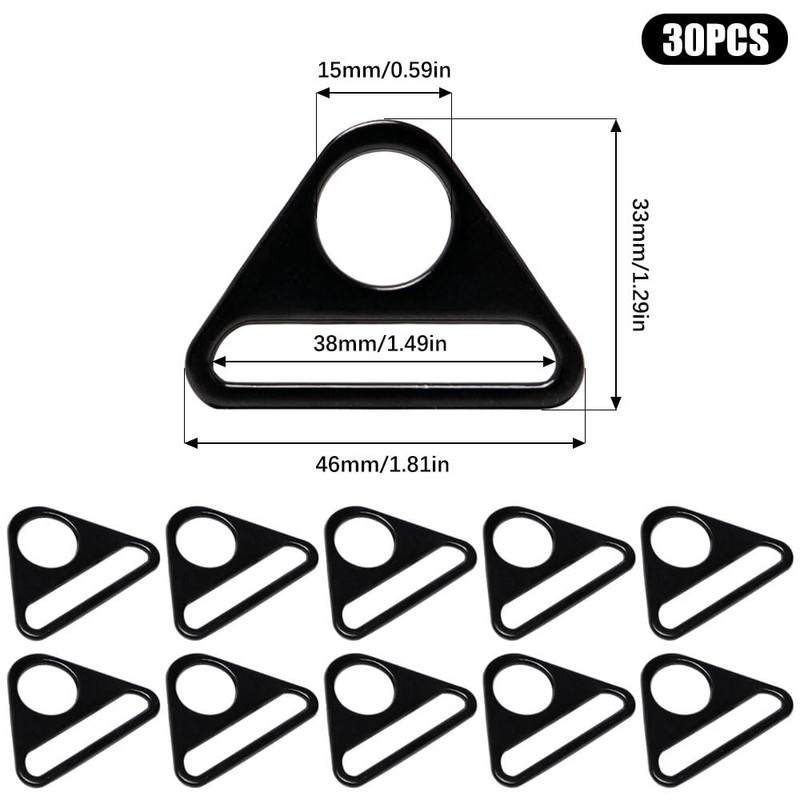 Sxutop 30 Pieces Metal Triangle Buckles 38 mm Inner Diameter