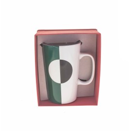 Starbucks Color Block Green Black Ceramic Geometric Mug Cup Handle 16oz DOT