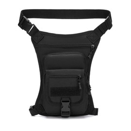Vastsea Motorcycle Leg Bag, Thigh Bag, Military Leg Bag, Leg Bag with 4 Pockets, for Hiking, Camping, Climbing, Riding (Black Colour), black, NO