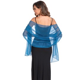 Chales y envolturas suaves y sedosas para mujer, para vestido de noche, elegante, boda, novia, dama de honor, Azul oscuro, 79''×18'’