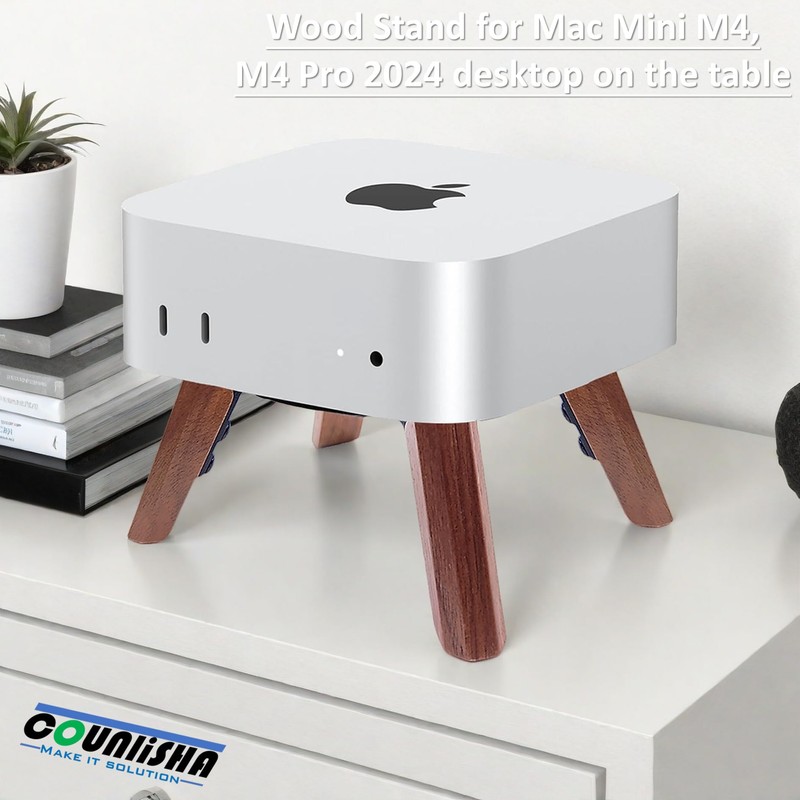 Real Wood Mount for Mac mini M4,M4 Pro 2024,Secure Durable