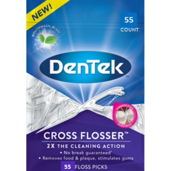 Dentek CROSS FLOSSER - FLOSS PICKS, 55PK