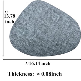 WAZAIGUR Washable Wipeable Waterproof Heat Resistant Faux Leather Placemats Set of 6,PU Palce Mats for Indoor and Outdoor,Easy to Clean Table Mats,Blue-Grey