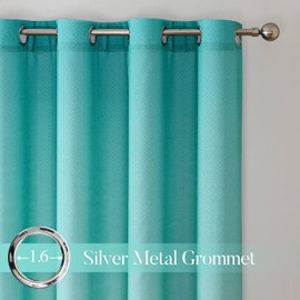 WUBODTI Teal Curtains for Bedroom 84 Inches Long 2 Panels, Turquoise White Ombre Curtain Girls Room Decor Grommet Gradient Texture Window Curtain Drapes for Living Room Sliding Door, 42 x 84 Inch