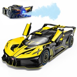 RZAPE Toddler Car Toys 1/24 Diecast Cars Compatible for Bolide Model Car Collection,Spray Bolide Toy Car for Boys,Pull Back Cars with Light and Sound,Toy Cars for Boys Age 4-7（Yellow）