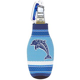 Dolphin Beer Bottle Sleeve Cooler, Dolphin Set with Bottle Opener, Fun Zip up Jacket Coolers - Classic Thick Neoprene Fit Beer Sleeve Gifts for Men, Novelty Dolphins Gifts for Birthday, Secret Santa